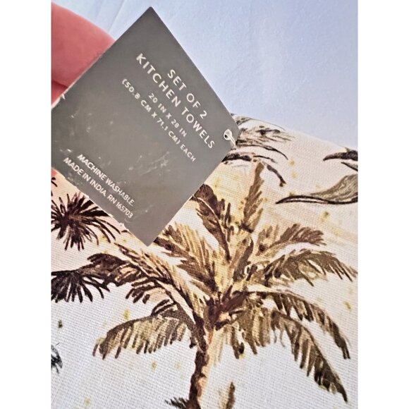 NEW Set 2 Kitchen Towels JUNGLE ANIMALS & Green Check MAISON HOME 100% Cotton - Picture 3 of 5